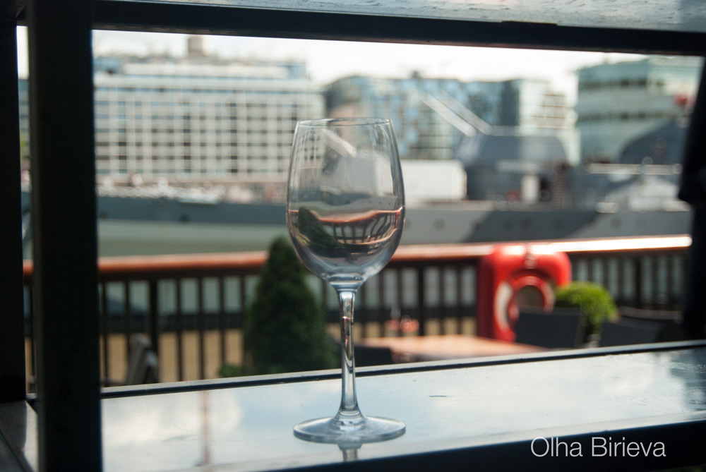 Wine glass on the embankment